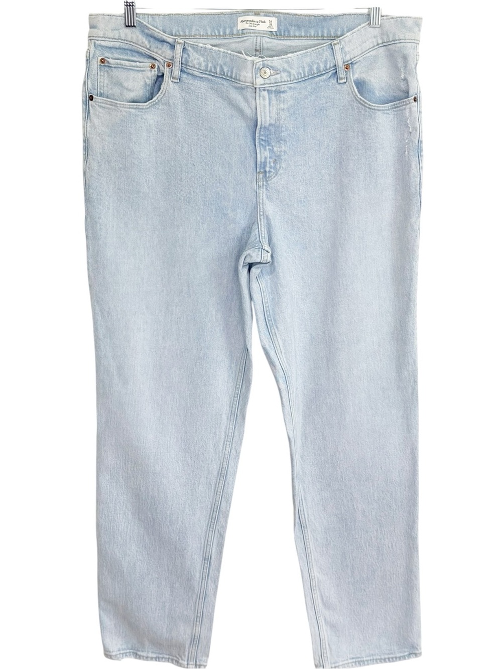 ABERCROMBIE & FITCH 90s Straight Low Rise Light Wash Jeans 34 18 Long
